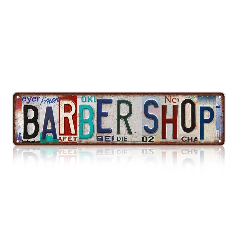 MTsigns Vintage Barber Shop Metal Tin Signs Street Signs Wall Decor 16 x 4 Inches - Image 1